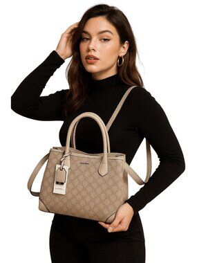 Nine West NWT Logo Satchel Handbag – Mushroom Logo Milk Shoulder Strap Bag